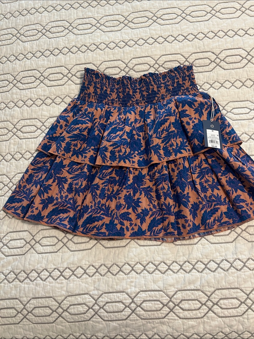 Target Rust Mini Skirt with Navy Leaf Print